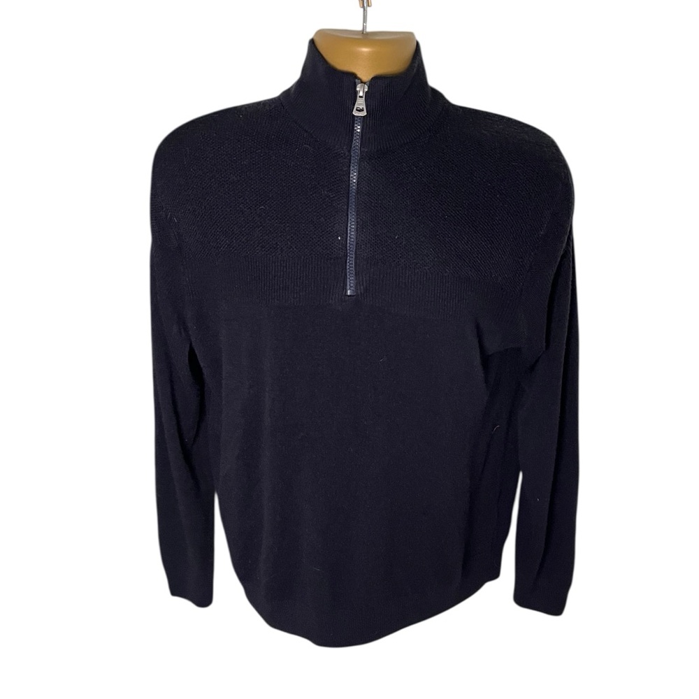 Original Weatherproof Vintage Quarter Zip Sweater Midnight Black Acrylic Knit M